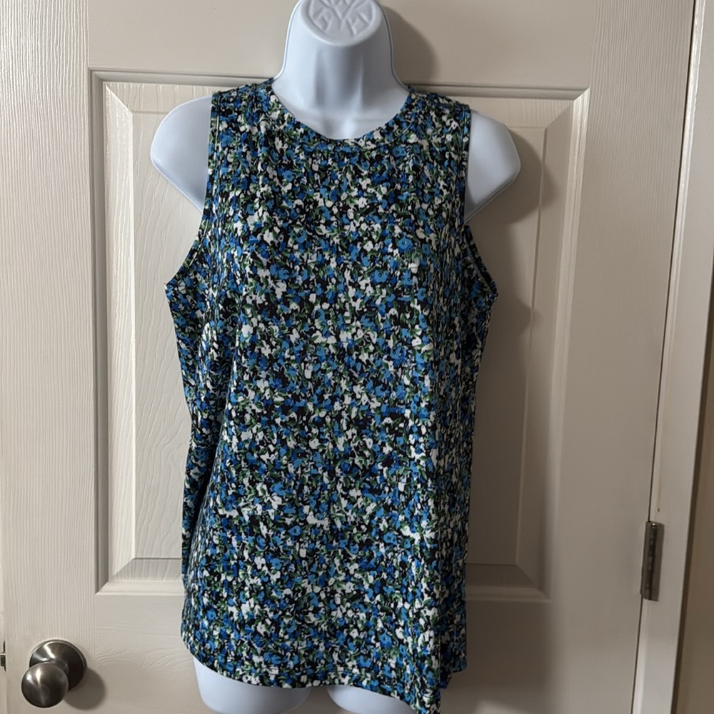 Sampeel Blue Floral Sleeveless Top